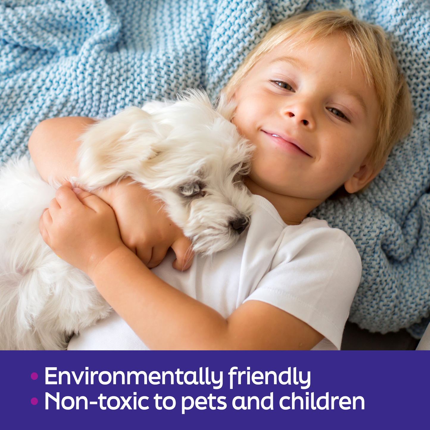 Image shows that the product is environmentally friendly and non-toxic to pets and children.