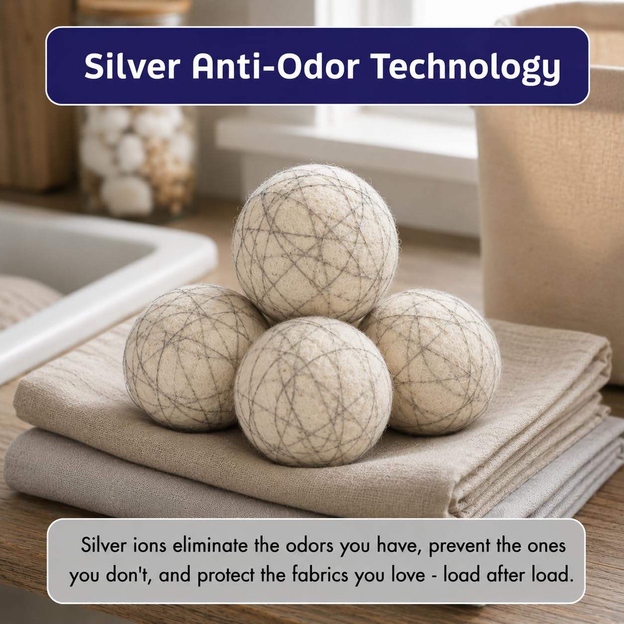 Silver Wool Dryer Balls + Magnetic Holder Kit