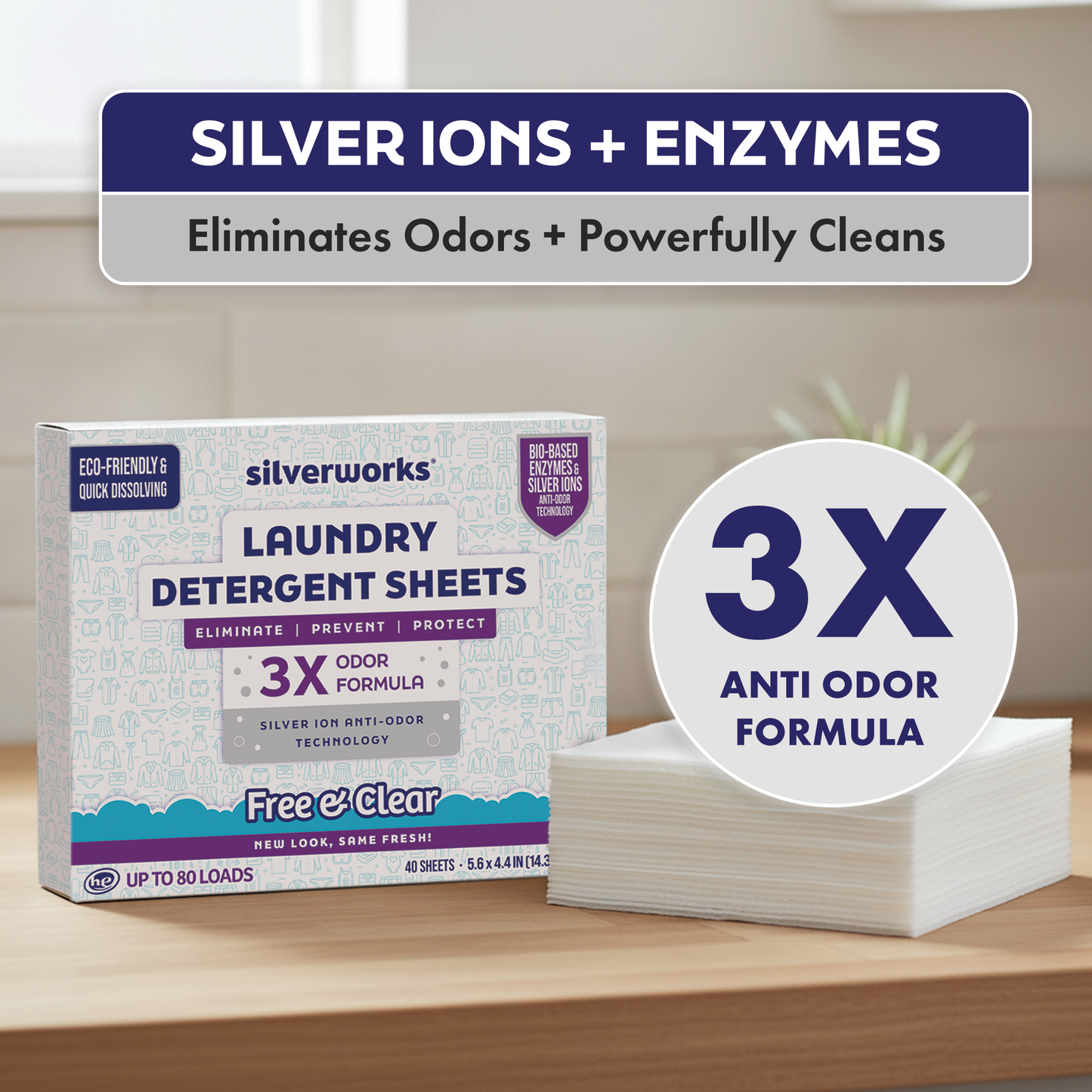 Dissolvable Laundry Detergent Sheets, Free & Clear