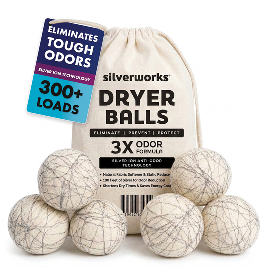 Wool Dryer Balls with Silver, Pack of 6