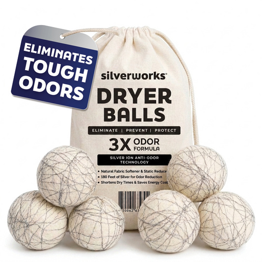 Wool Dryer Balls with Silver, Pack of 6