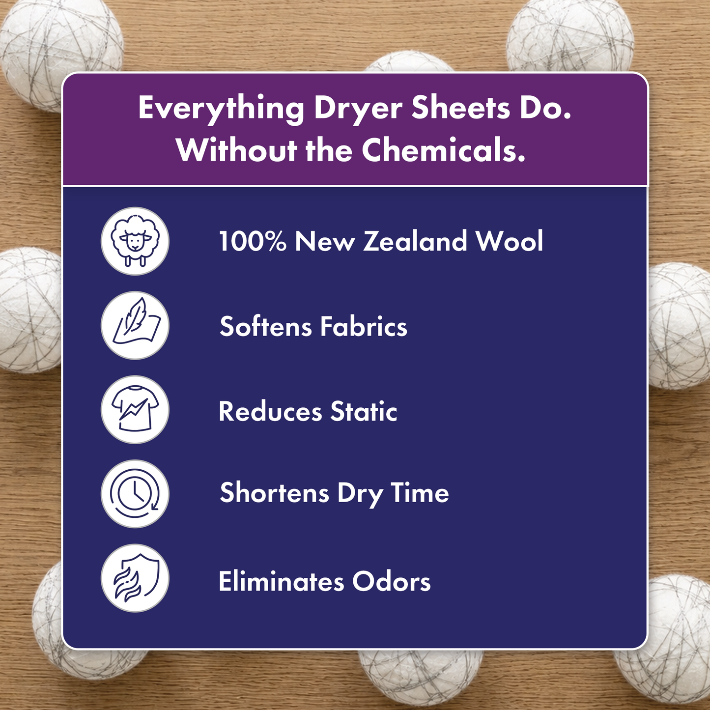 Wool Dryer Balls with Silver, Pack of 6