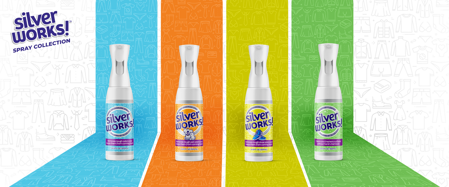 feature of SilverWorks! spray collection: fabric spray, pet spray, shoe spray, all purpose spray